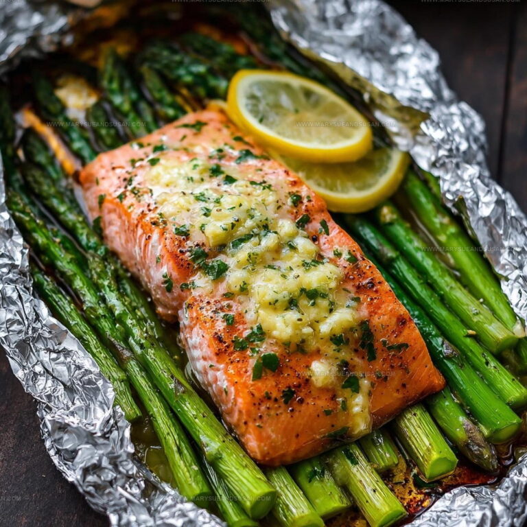 Salmon Asparagus Foil Packs Garlic Butter Sauce Recipe