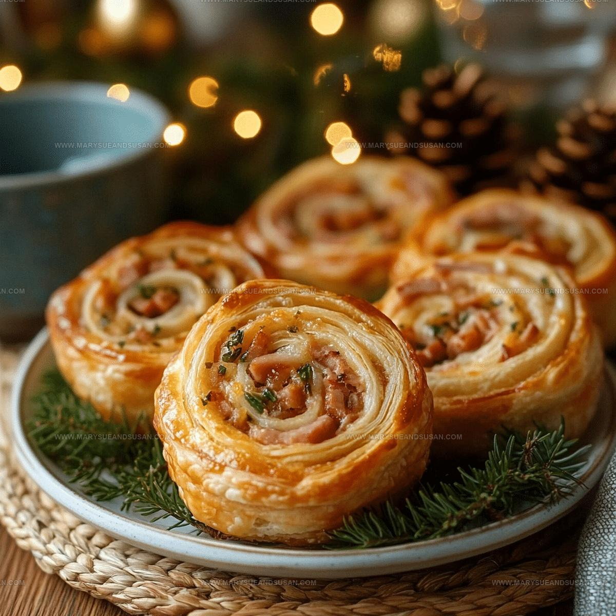Crispy Ham and Cheese Puff Pastry Pinwheels Recipe