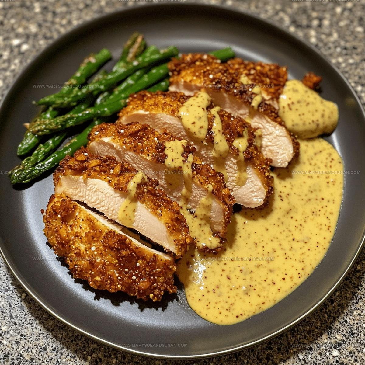 Pretzel Crusted Chicken With Cheddar Mustard Sauce Recipe