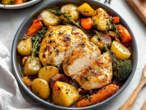 One Pan Honey Mustard Chicken Veggies Recipe