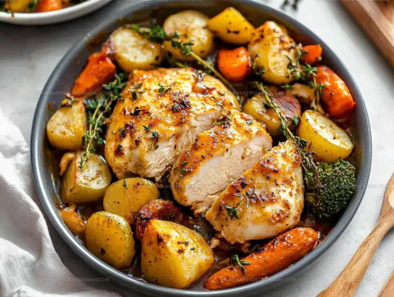 One Pan Honey Mustard Chicken Veggies Recipe