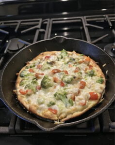 Sourdough Discard Pizza with Chicken Broccoli and Peppers Recipe