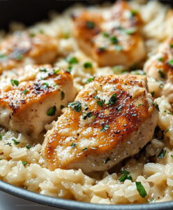 Creamy One Pan Parmesan Chicken And Rice Recipe