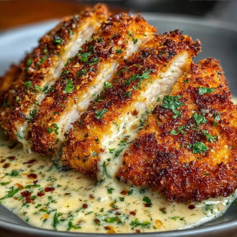 Crispy Parmesan Chicken With A Rich Garlic Sauce Recipe