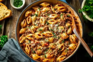 One Skillet Creamy Beef And Shells Recipe