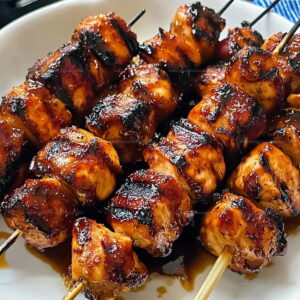 Grilled Honey BBQ Bacon Chicken Kabobs Recipe