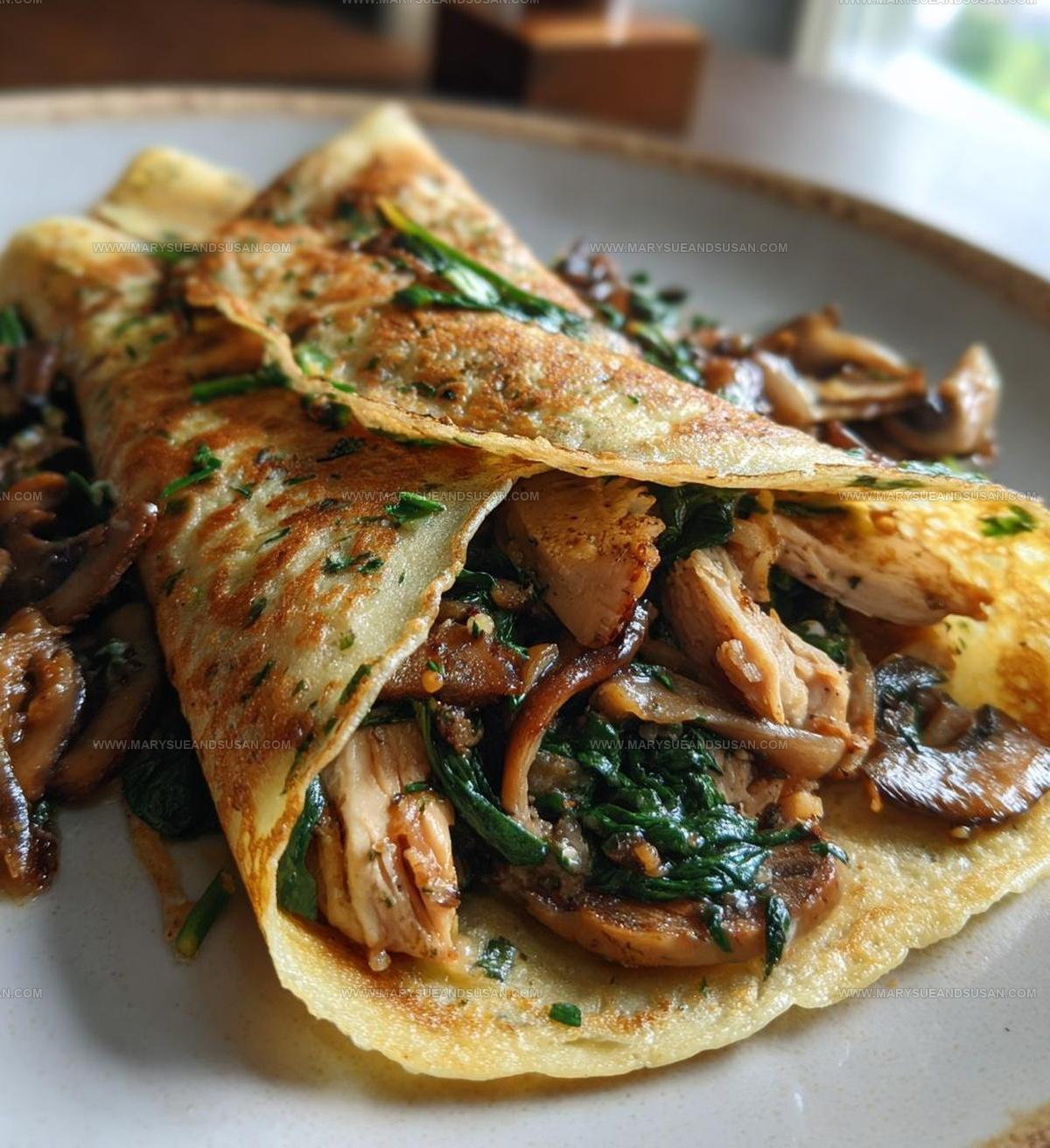 Savory Spinach Mushroom Chicken Crepes Recipe