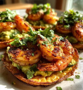 Grilled Shrimp Tostadas with Creamy Avocado Recipe