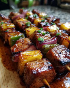 Summer Grilled Pineapple BBQ Pork Skewers Recipe