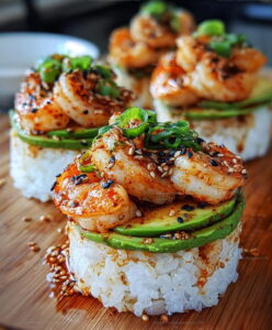 Sushi Style Spicy Shrimp Sushi Stacks Recipe