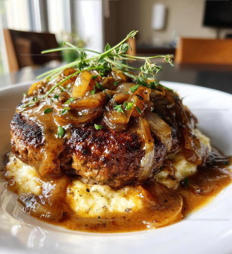 Hamburger Steak With Creamy Onion Gravy Recipe