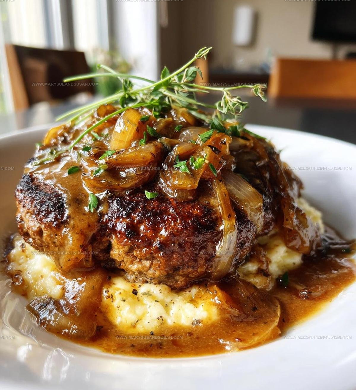 Hamburger Steak With Creamy Onion Gravy Recipe