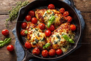 One Pan Balsamic Chicken Tomato Mozzarella Recipe