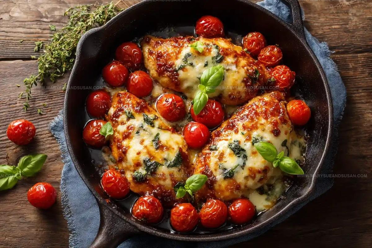 One Pan Balsamic Chicken Tomato Mozzarella Recipe