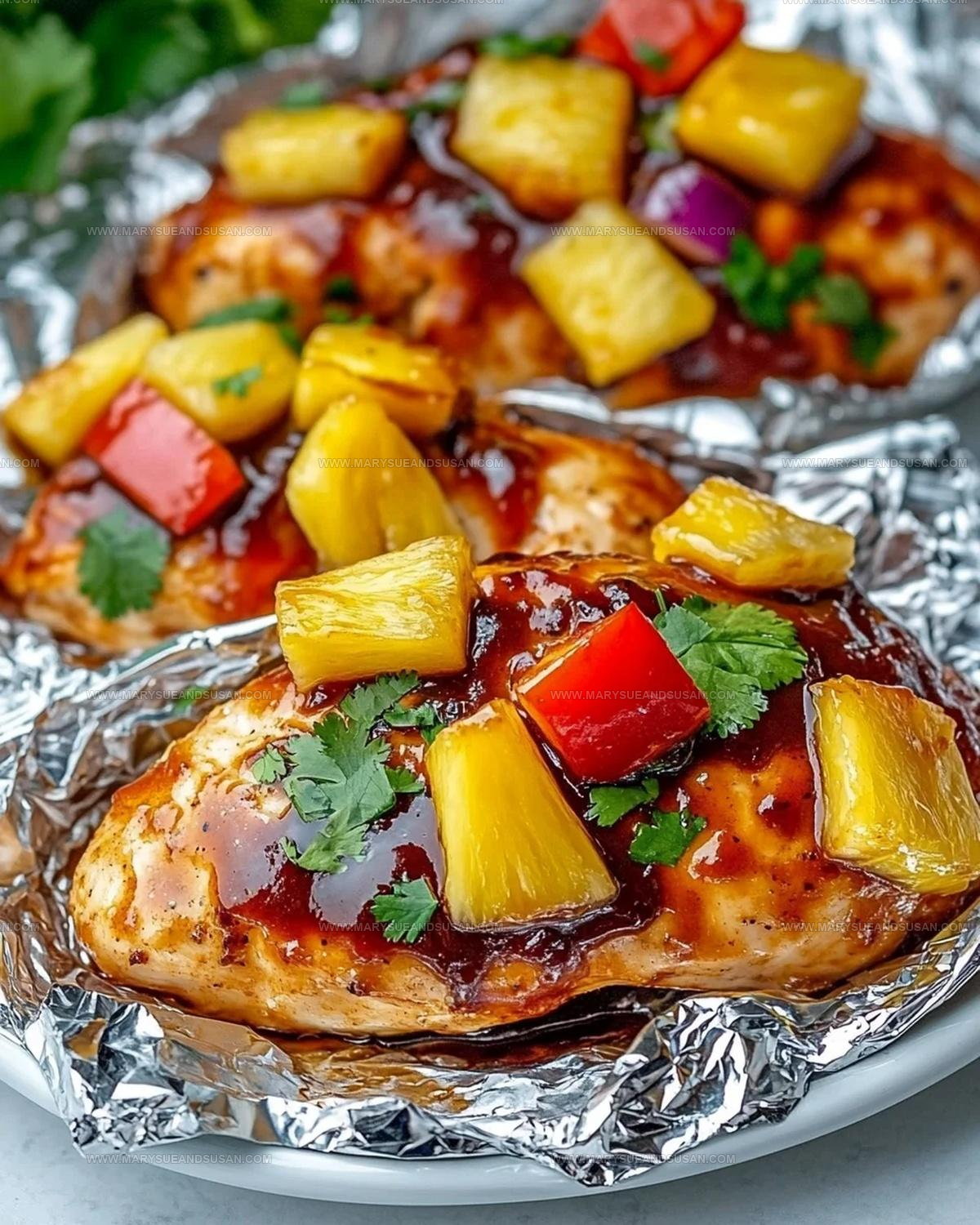 Hawaiian BBQ Chicken Pineapple Foil Packets Recipe
