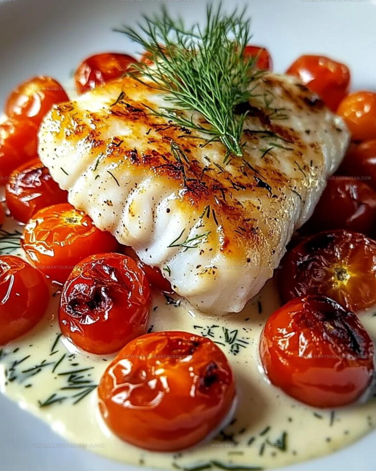 Grilled Cod With Roasted Tomatoes And Creamy Dill Sauce Recipe