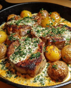 One Pan Creamy Ranch Pork Chops And Potatoes Recipe