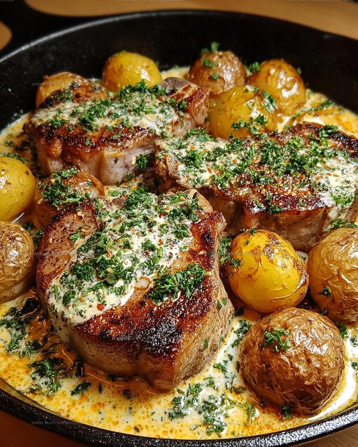 One Pan Creamy Ranch Pork Chops And Potatoes Recipe