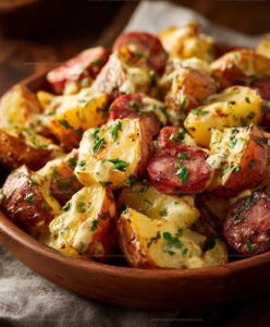 Cheesy Ranch Potatoes & Smoked Beef Sausage Recipe