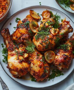 Crispy Skin Chicken Dill Garlic Recipe