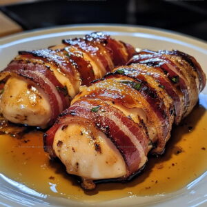 Bacon Wrapped Chicken With Honey Garlic Glaze Recipe