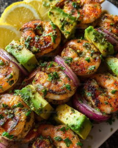 Garlic Shrimp Avocado Skewers Recipe