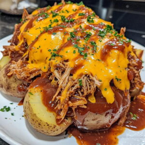 Ultimate Cheesy BBQ Pulled Pork Volcano Potatoes Recipe