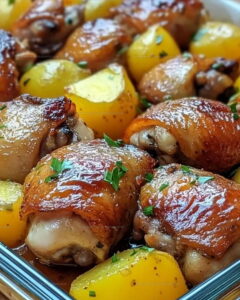 Chicken Thighs With Garlic Potatoes Recipe