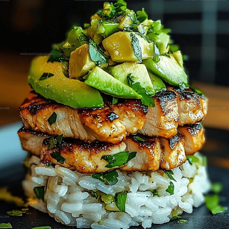 Layered Honey Lime Chicken Avocado Rice Stack Recipe