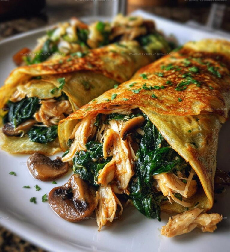 Spinach Mushroom Chicken Crepes Recipe