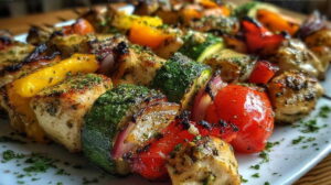 Lemon Herb Grilled Chicken Veggie Skewers Recipe