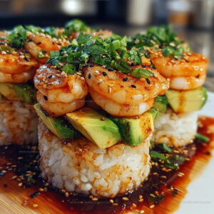 Party-Style Spicy Shrimp Sushi Stacks Recipe