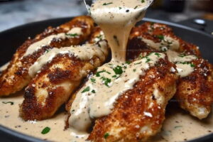 Crispy Parmesan Chicken Garlic Cream Recipe