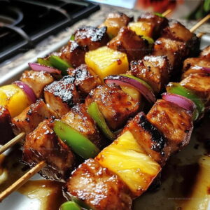 Grilled Pineapple BBQ Pork Skewers Recipe