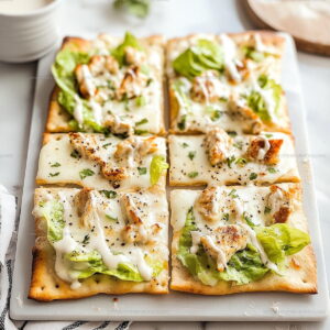 Crisp Chicken Caesar Flatbread Recipe
