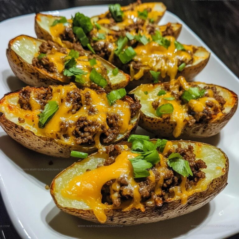 Crunchy Garlic Cheesy Beef Potato Skins Recipe