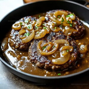 Hamburger Steaks Onion Mushroom Gravy Recipe