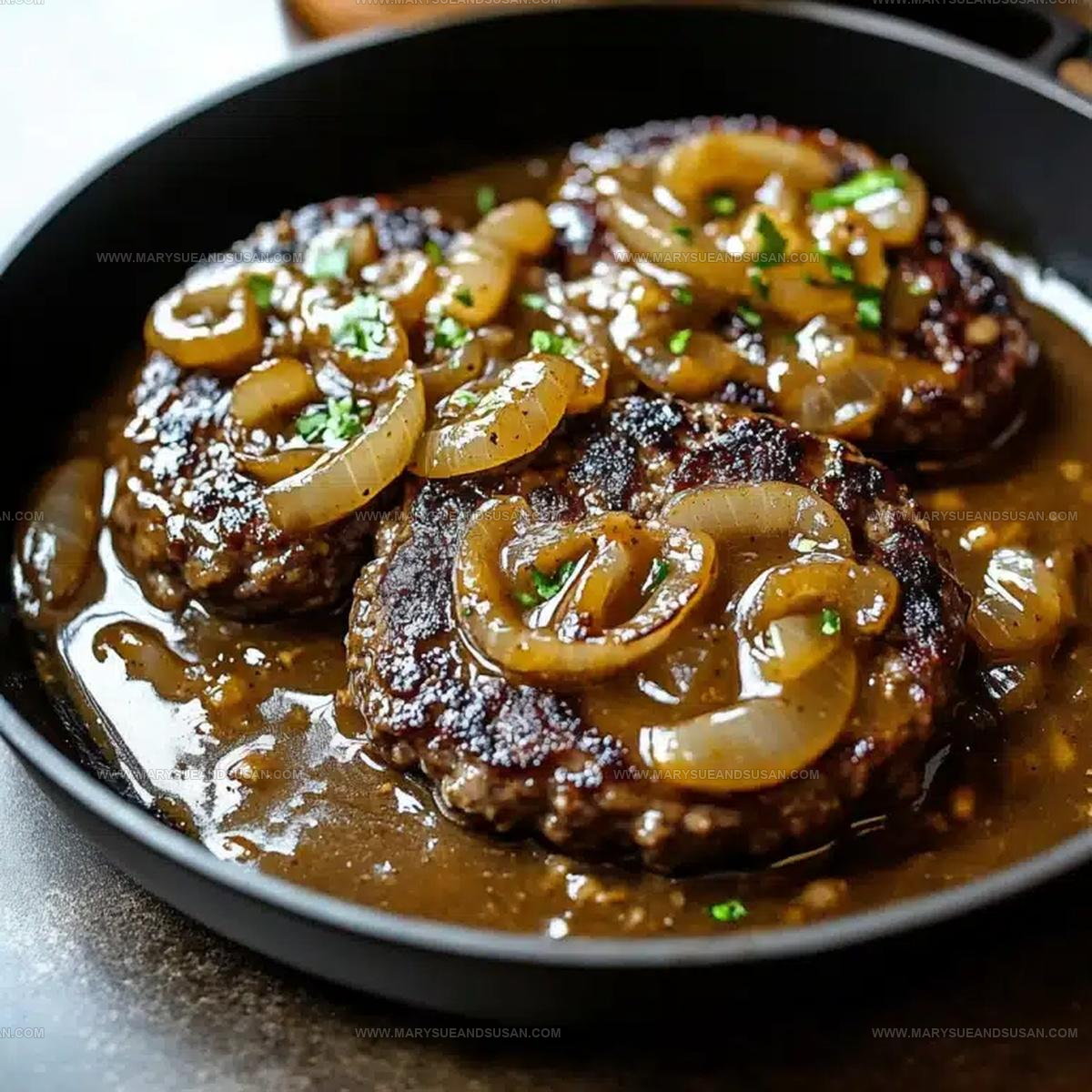 Hamburger Steaks Onion Mushroom Gravy Recipe