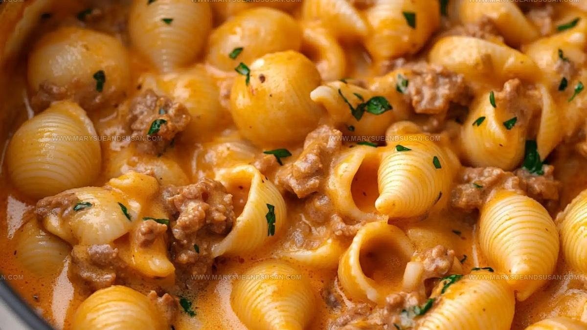 Skillet Creamy Beef And Shells Recipe