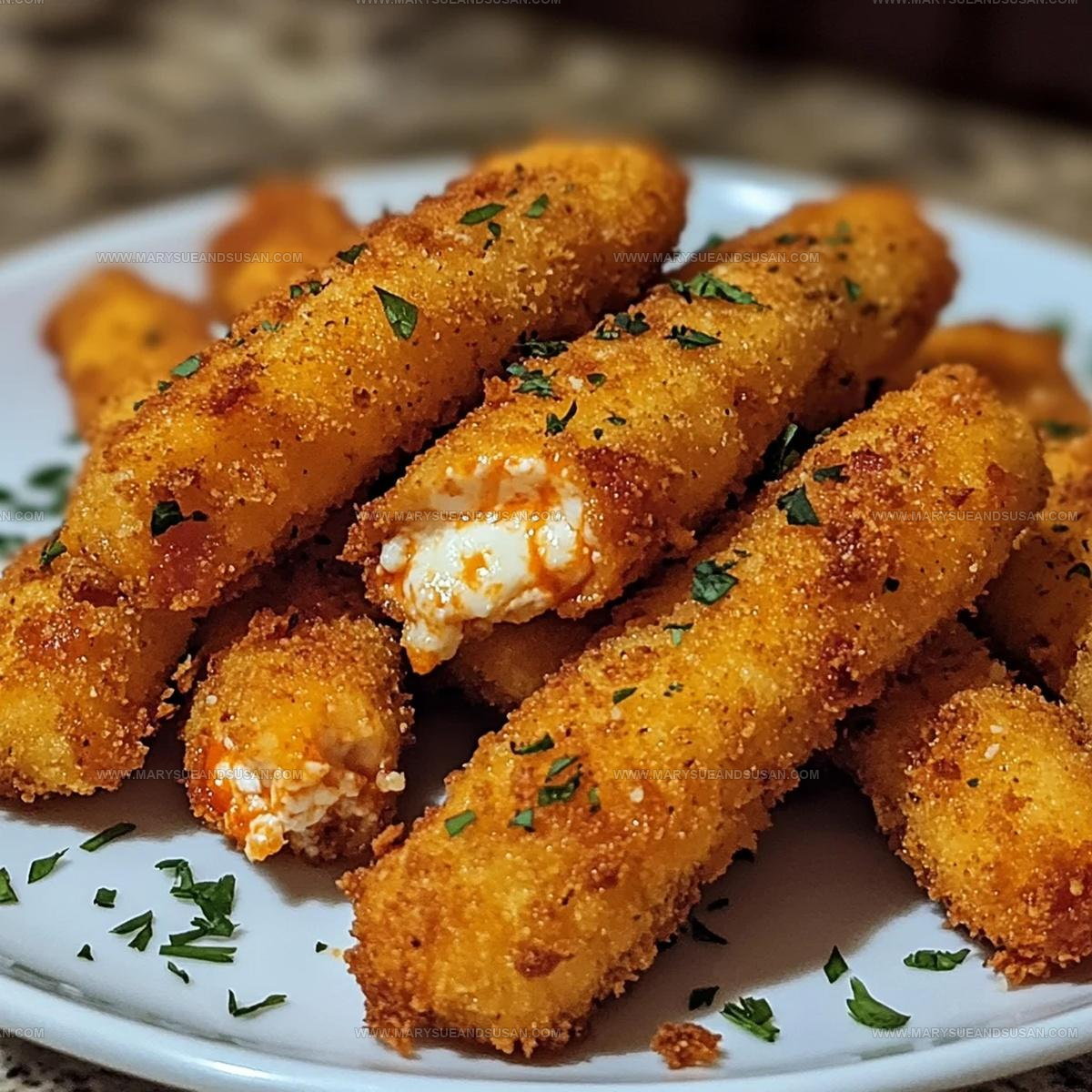 Crispy Buffalo Chicken Bacon Mozzarella Sticks Recipe