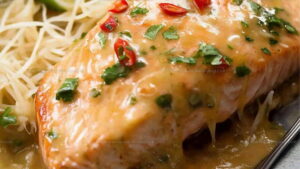 Tropical Coconut Lime Poached Salmon Recipe