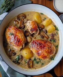 Herb Roasted Chicken in Creamy White Wine Sauce Recipe