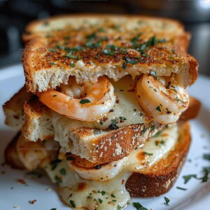 Toasty Shrimp and Grilled Cheese with Garlic Bread Recipe
