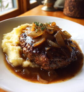Onion Gravy Smothered Hamburger Steak Recipe