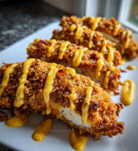 Oven Crispy Pretzel Chicken Mustard Cheddar Recipe
