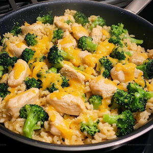 One Pan Cheesy Chicken And Broccoli Rice Recipe
