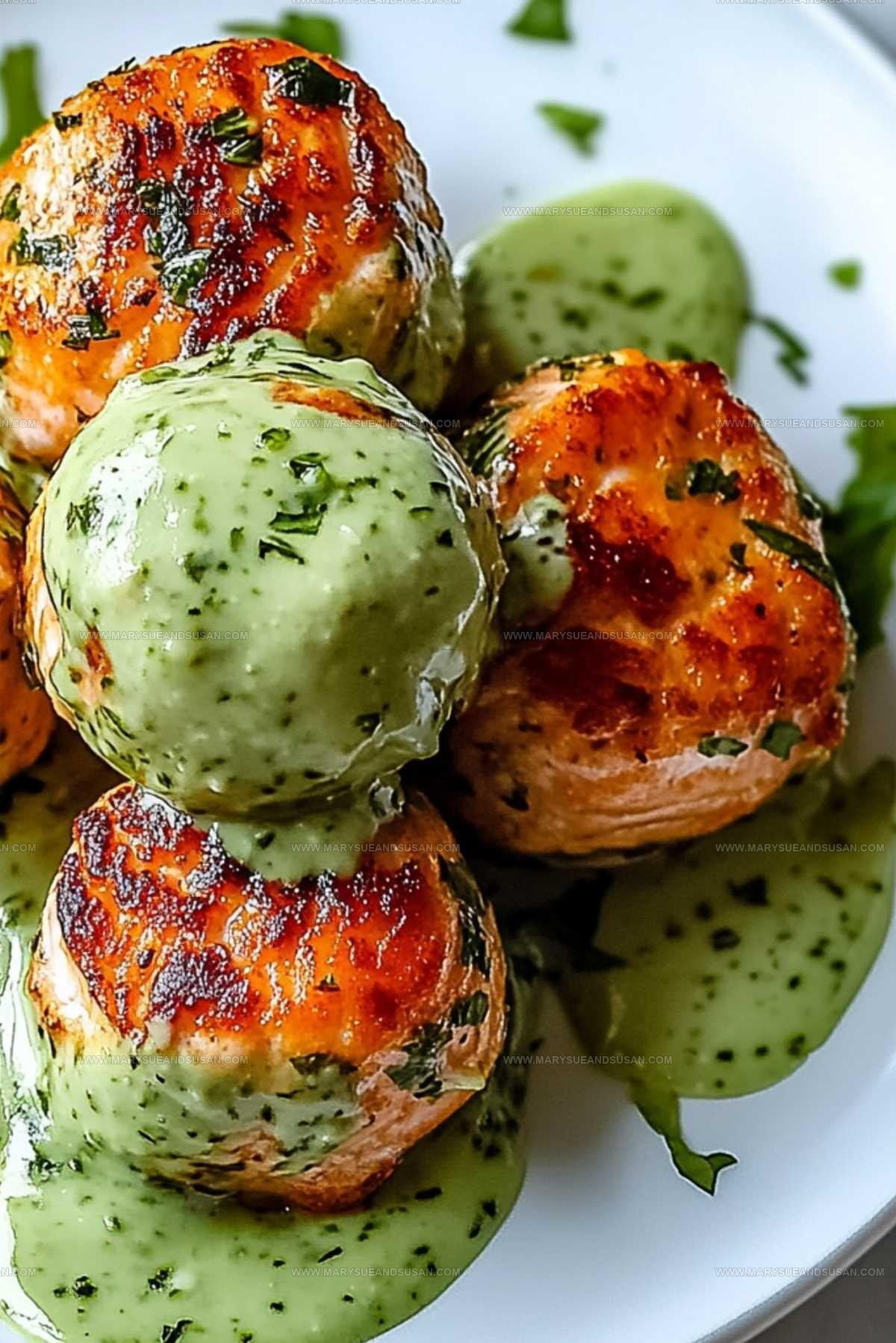 Gluten-Free Salmon Balls Avocado Sauce Recipe