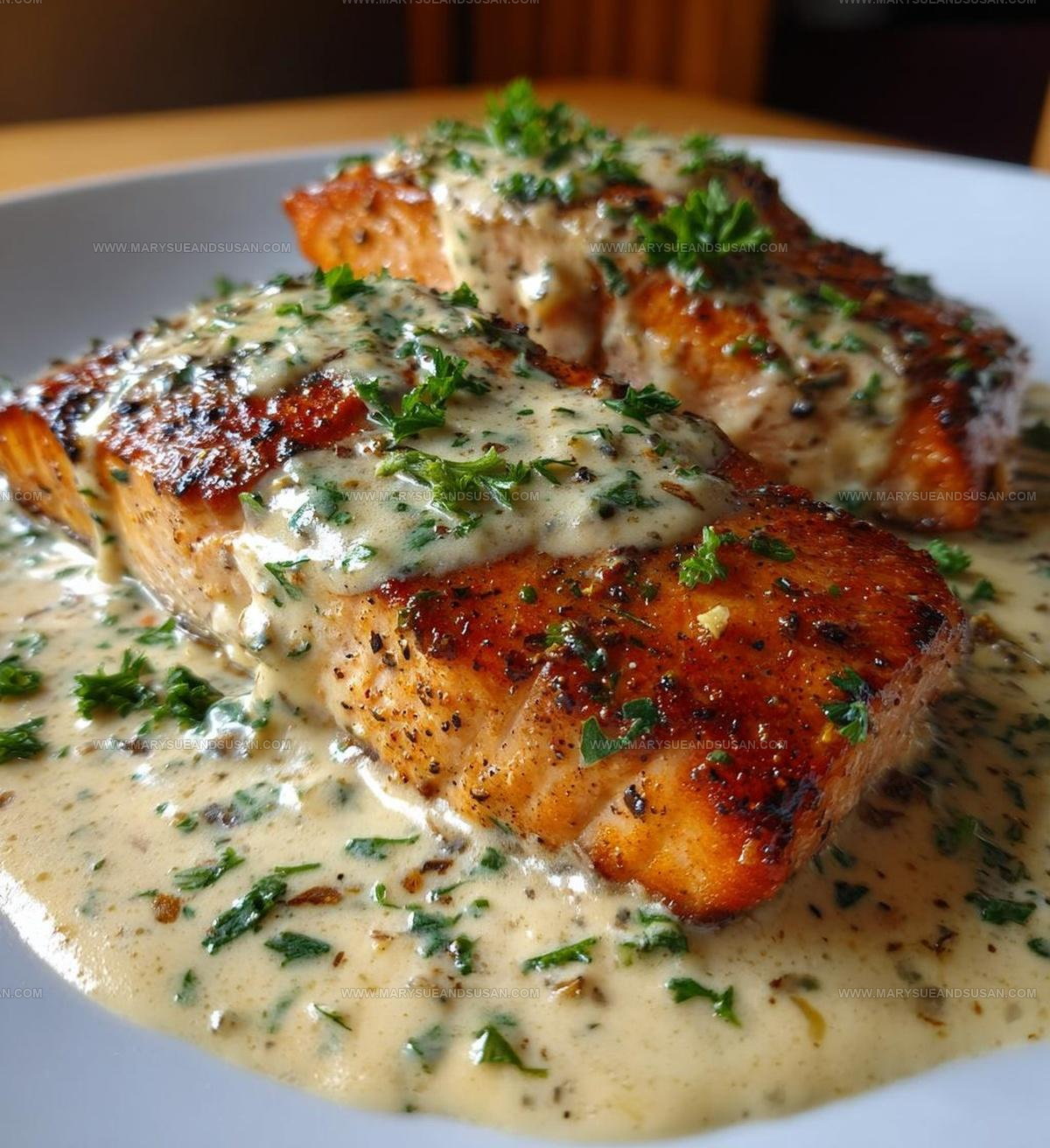 Pan Seared Salmon with Lemon Garlic Cream Sauce Recipe