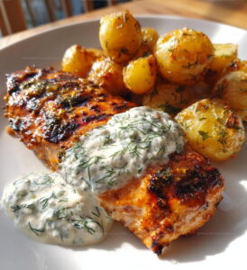 Spicy Yogurt Marinated Chicken With Dill Feta Cream Recipe