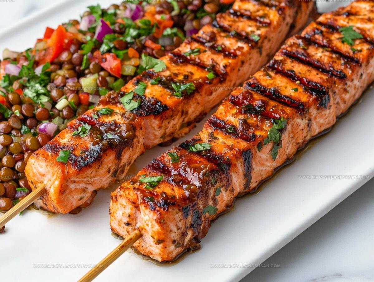 Grilled Salmon Kebabs with Harissa BBQ Sauce Recipe